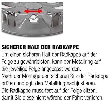 Radkappe sicherer halt Ein Bild welches den Hinweis gibt, dass der Ring verkleinert und vergroessert werden kann.