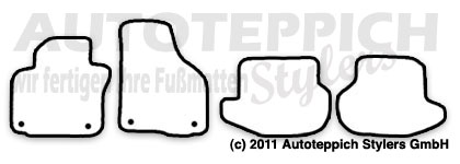 Schnittmuster Fussmatten VW EOS_1F_06- Das Schnittmuster für Fussmatten VW EOS_1F_06-