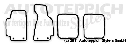 Fußmatten für Audi 80 Cabriolet Typ 89 1991-2000 4-teiliges Set
