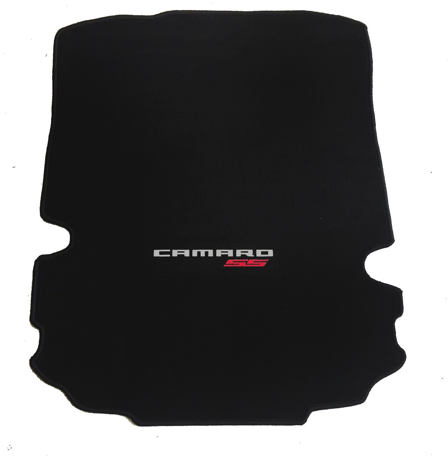 Velours Kofferraummatte für Chevrolet Camaro Coupe ab 2016- Camaro SS weiss/rot / Rand schwarz Velours Kofferraummatte für Chevrolet Camaro Coupe ab 2016- Camaro SS weiss/rot / Rand schwarz