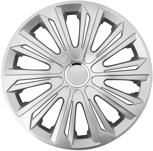 Eine Frontaufnahme der Radkappe Modell RKK06 in silber.