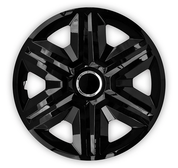 Eine Frontaufnahme der Radkappe Modell RKK21 in schwarz.