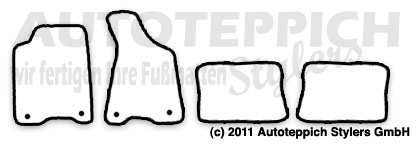 Fußmatten für Audi 80 / 90 B3 + B4 + S2 Typ 89 + 8C 1986-1996 4-teiliges Set