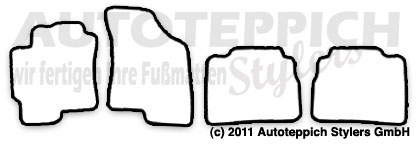 Schnittmuster Fussmatten Hyundai Elantra XD 1.Gen._2000-2006 Das Schnittmuster für Fussmatten Hyundai Elantra XD 1.Gen._2000-2006