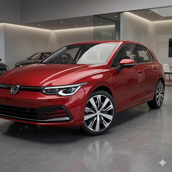 VW Golf 8 mit montierten Radkappen RKK18 für eine dynamische und moderne Optik auf den originalen Stahlfelgen.