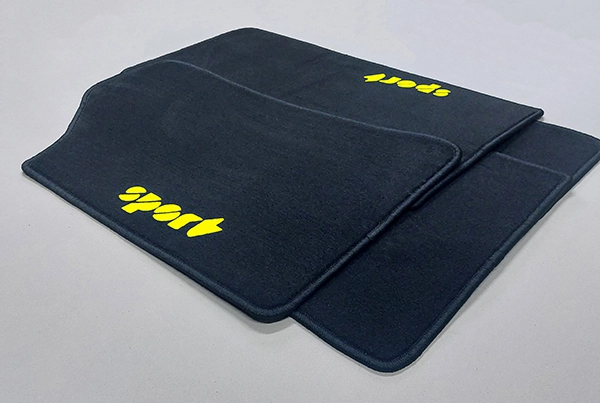 Velours Fußmatten schwarz mit Ascona SPORT Logo für Opel Ascona B 1975-1981