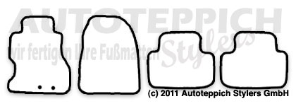 Schnittmuster Fussmatten Honda Civic 7.Gen. 3T FLH Das Schnittmuster für Fussmatten Honda Civic 7.Gen. FLH 3T