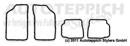 Schnittmuster Fussmatten Peugeot 205 83-96 Das Schnittmuster für Fussmatten Peugeot 205 83-96