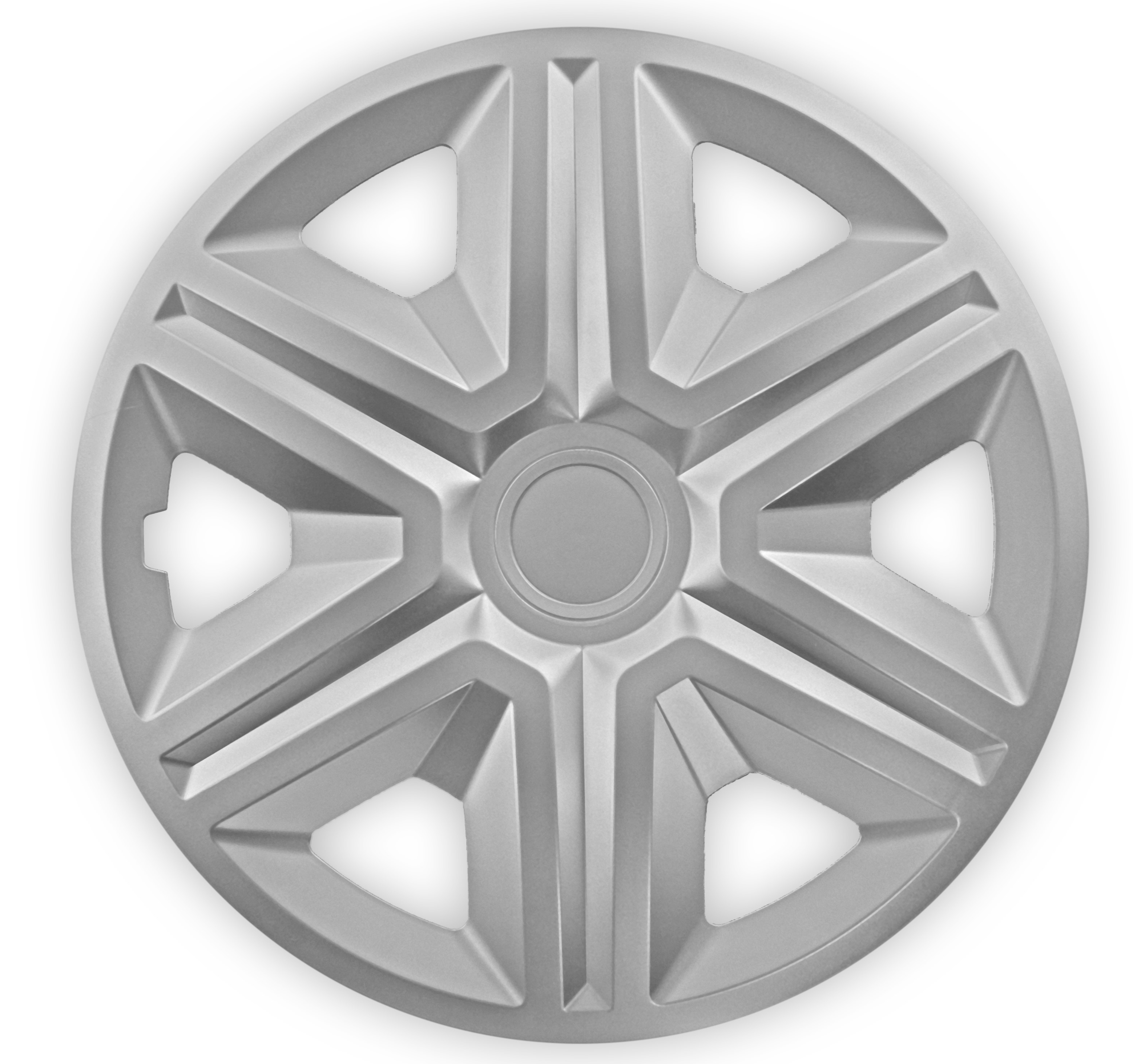 Radkappe Frontaufnahme RKK20 silber Eine Frontaufnahme der Radkappe Modell RKK20 in silber.