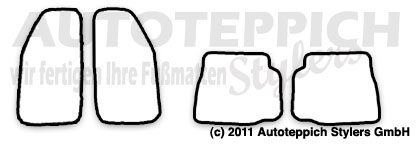 Schnittmuster Fussmatten Peugeot 205Cti 86-94 Das Schnittmuster für Fussmatten Peugeot 205Cti 86-94