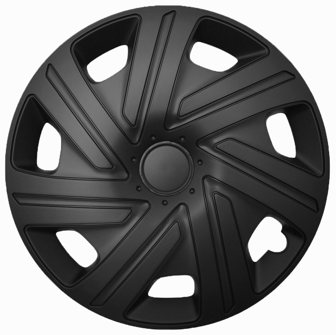 Radkappe Frontaufnahme RKK07 schwarz Eine Frontaufnahme der Radkappe Modell RKK07 in schwarz