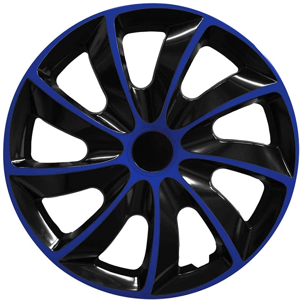 Eine Frontaufnahme der Radkappe Modell RKK02 in schwarz-blau.
