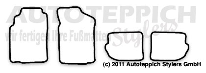 Schnittmuster Fussmatten Peugeot 306CC 94-97 Das Schnittmuster für Fussmatten Peugeot 306CC 94-97