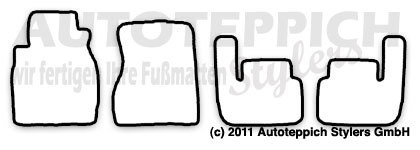 Schnittmuster Fussmatten Nissan 300ZX Z32 89-00 Das Schnittmuster für Fussmatten Nissan 300ZX Z32 89-00