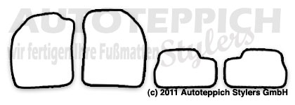 Schnittmuster Fussmatten Nissan Micra K11 93-03 Das Schnittmuster für Fussmatten Nissan Micra K11 93-03