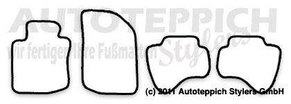 Schnittmuster Fussmatten Peugeot 107 05- Das Schnittmuster für Fussmatten Peugeot 107 05-